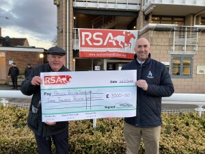 RSA Chair, Dan Abraham presenting cheque to Bob Butler of Potwell Racing