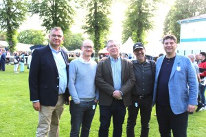 Stuart Thomson (far right) with four colleagues from Johnsons Accountants in the Windsor paddock