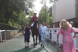 Amy greeting Victoire Magique at Chantilly